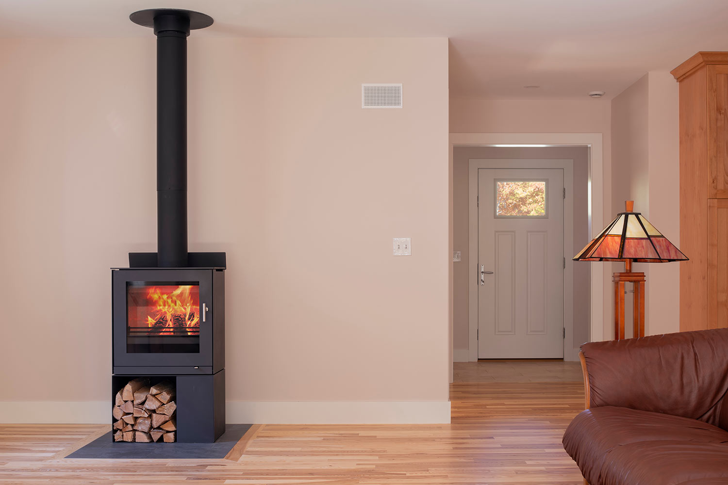 Net Zero Home in Brunswick Maine modern fireplace