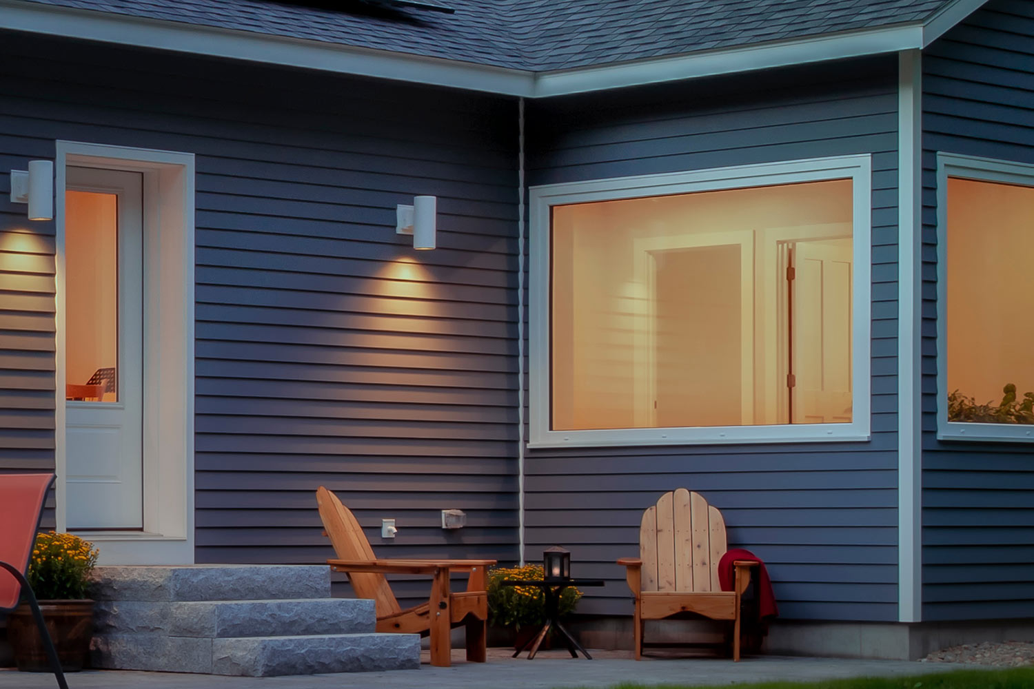 Outside patio of Net Zero Home in Brunswick Maine